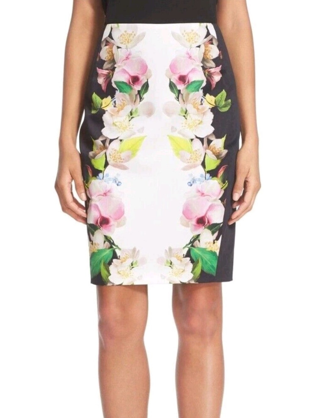 TED BAKER Forget Me Not floral print Knee Midi Pencil Skirt Wedding Party